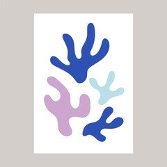 Fototapeta na wymiar Matisse-inspired ganga silhouette poster. Modern minimalist wall art decor. Colorful vector illustration, interior decoration