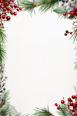 Christmast border desing around a blank space. Decorated border for winter holidays.
