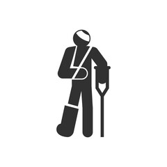 Person is under stress icon. Locked away from external stimuli. Fear. Monochrome black and white symbol