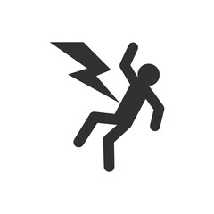 Person is electrocuted icon. Being struck by lightning. Monochrome black and white symbol