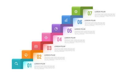 Infographic 7 steps ladder to success template. Business presentation. Vector illustration. © Inactive