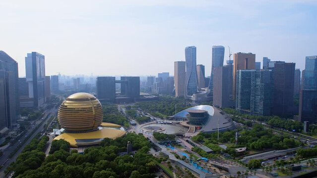 Aerial photo of the city balcony of Qianjiang New City in Hangzhou, Zhejiang, China