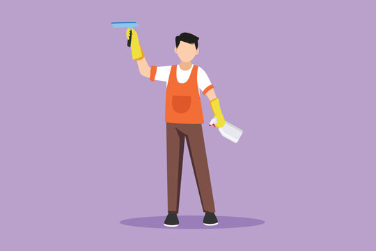 cleaner with yellow gloves cleaning window clip art preview