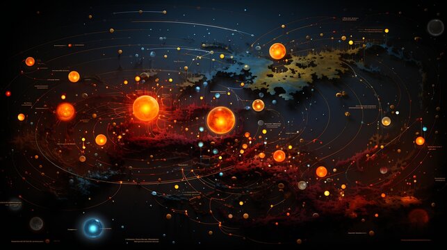 Map of the solar system with all the planets in it.