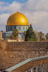 Obraz premium Western Wall and Dome of the Rock in the old city of Jerusalem, Israel