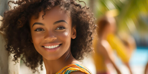 Radiant Teenager Smiling Up Close in Bahamas