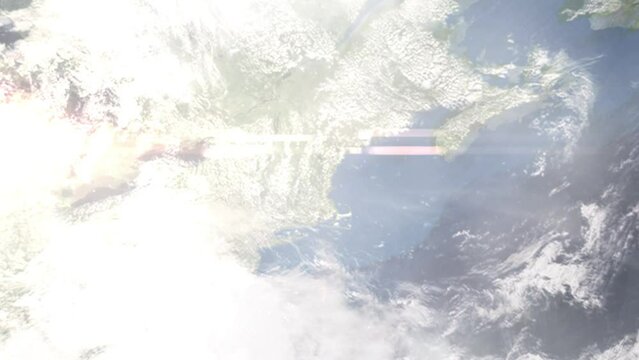 Zoom in from space and focus on Derry, New Hampshire, USA. 3D Animation. Background for travel intro. Elements of this image furnished by NASA