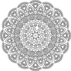Circular pattern in the form of a mandala. Henna tatoo mandala. Mehndi style. Decorative pattern in oriental style. Coloring book page.