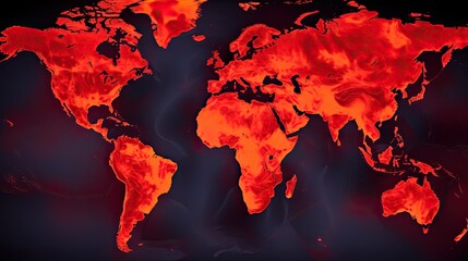 Symbolic of fire world map and flare. Climate change and global warming concept
