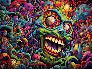 Psychedelic LSD acid trip graffiti - obrazy, fototapety, plakaty