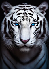 Fototapeta premium Animal photography of an asian tiger on a black background conceptual for frame