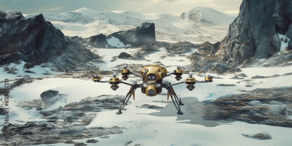 Poster drone activity in the sky - generative ai