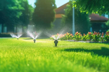 Foto auf Acrylglas Hellgrün Efficient Lawn Watering