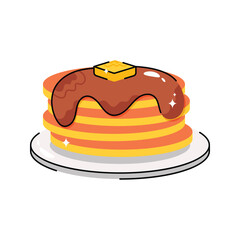Pancakes doodle vector filled outline Sticker. EPS 10 file