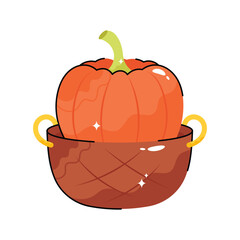 Pumpkin doodle vector filled outline Sticker. EPS 10 file