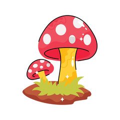 Mushrooms doodle vector filled outline Sticker. EPS 10 file