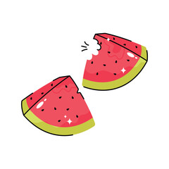Watermelon doodle vector filled outline Sticker. EPS 10 file