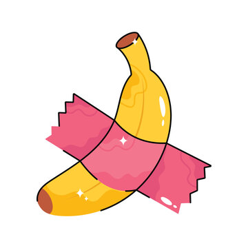 Banana doodle vector filled outline Sticker. EPS 10 file