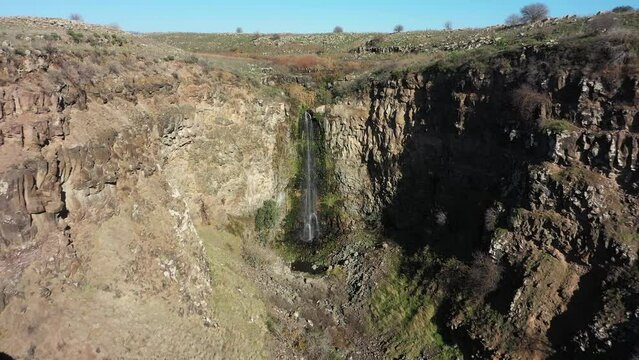 View of Gamla waterfall in Gamla National Park , Golan Heights, Northern Israel
