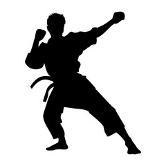 Karate man fighter silhouette. Vector illustration