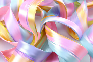 Abstract ribbons pastel 3D rendering 3d ultra realistic, unreal engine, 8k ultra. AI Generative