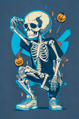  Spooky Halloween Skeleton Illustration