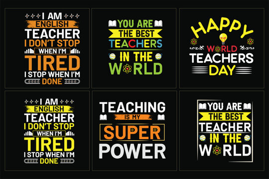 Set of teacher  typography t shirt, Teachers day t shirt bundle