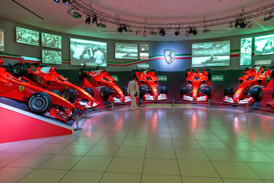 MODENA, ITALY - JULY 23, 2012: Ferrari Museum exhibit sport cars, race cars and formula 1 monoposts