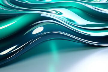 bright wavy lines color blue and green with liquid fluid texture for background. AI Generative