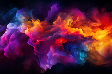 Abstract colorful, multicolored smoke spreading, bright background. AI Generative