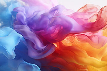 Obraz premium Abstract colorful, multicolored smoke spreading, bright background. AI Generative