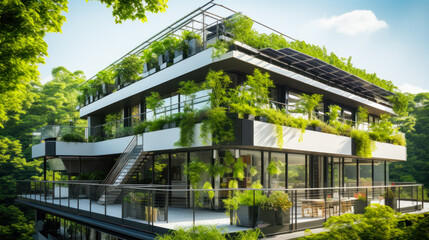 Fototapeta na wymiar eco house with green plants generative ai