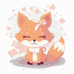 Logo vector illustration of an Kawaii Fox