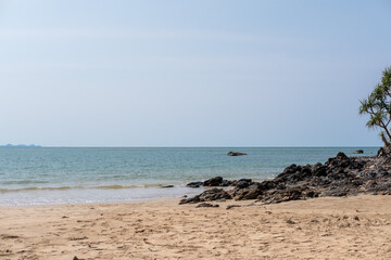 Horizontal line of the rocky beach, in Krabi, Thailand