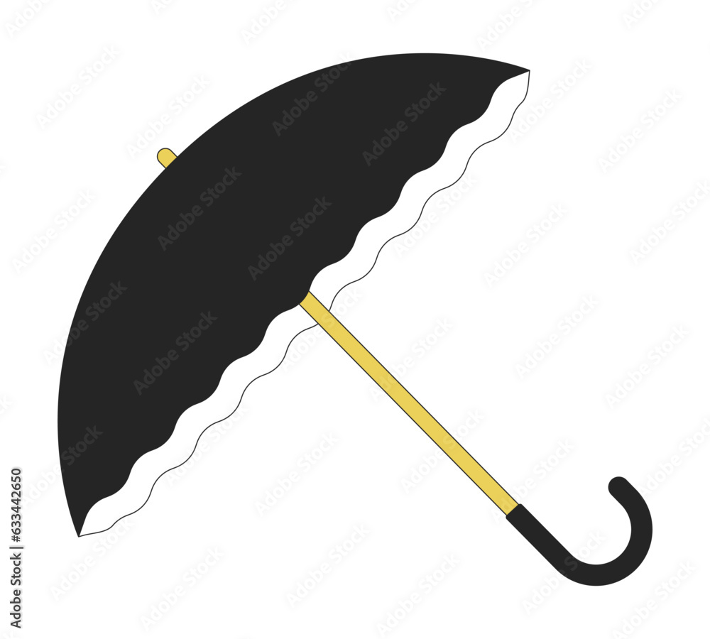 Poster opened umbrella flat line color isolated vector object. editable clip art image on white background.