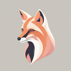 Fototapeta premium Fox illustration, minimalist, pastel colors