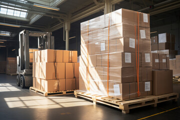 warehouse with parcels, boxes in the post office generative ai