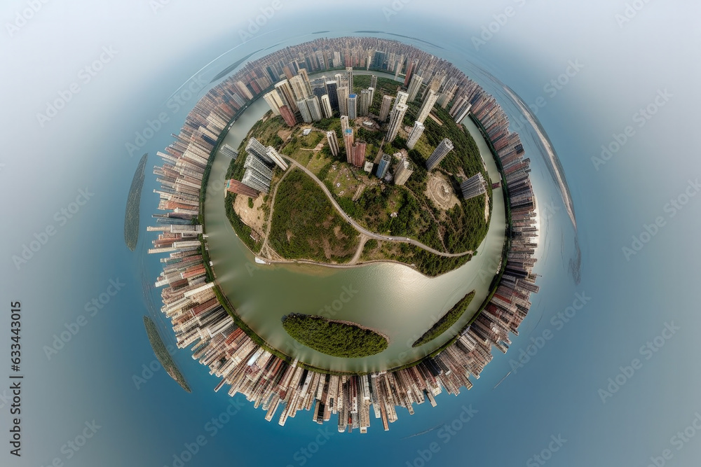 Poster shanghai in a small planet - generative ai