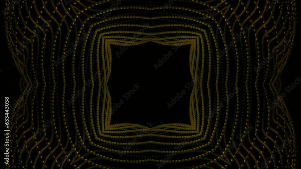 Poster geometric generated pattern of lines moving on black background. design. geometric pattern with flor