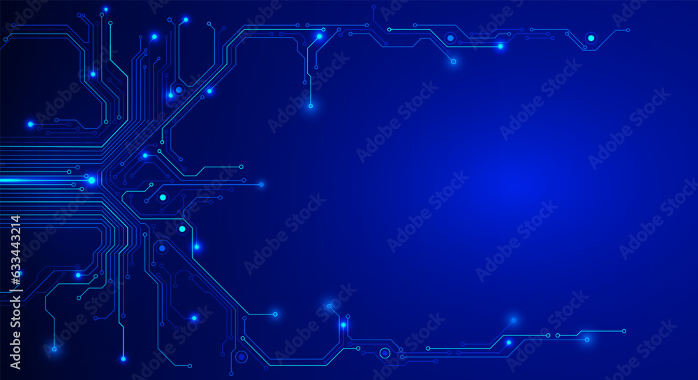 Poster Circuit board cyber space modern line connection technology concept. Digital data security platform vector design. Electronic and engineering illustration texture