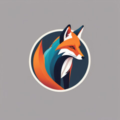 Obraz premium Fox illustration, minimalist, vibrant colos