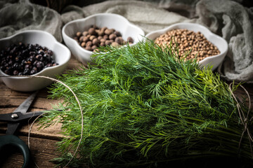 Grain of the herbs in the little bowl.