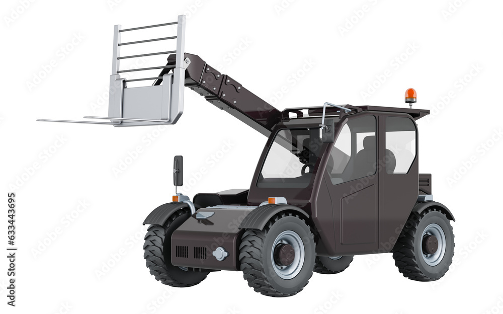Poster telescopic handler, 3d rendering isolated on transparent background