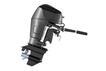 Outboard motor, boat engine. 3D rendering isolated on transparent background