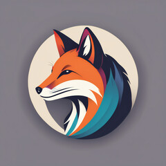 Obraz premium Fox illustration, minimalist, vibrant colos