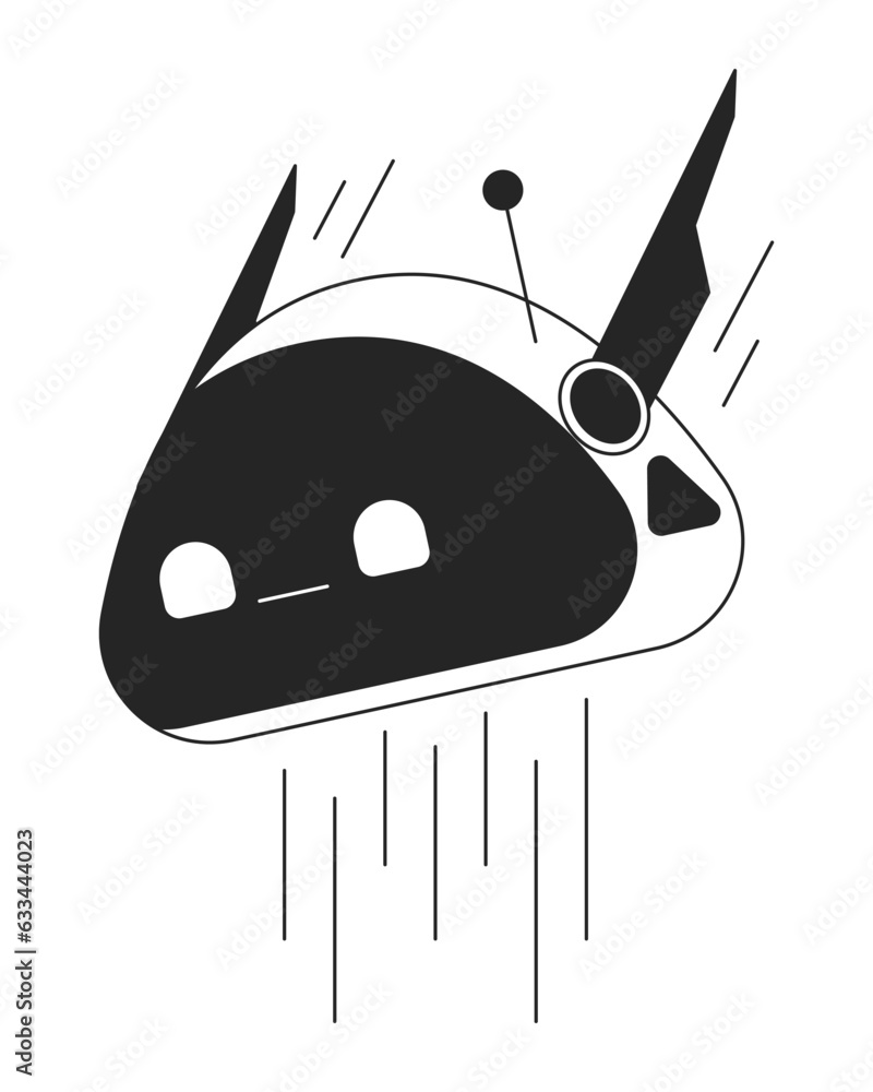 Poster robot android head flat monochrome isolated vector object. ai technology. robotics. editable black a
