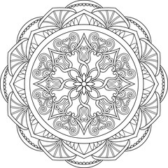 Circular pattern in the form of a mandala. Henna tatoo mandala. Mehndi style. Decorative pattern in oriental style. Coloring book page.