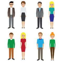 Fototapeta premium Group of business men and business women standing. Flat design people characters. Illustration on transparent background