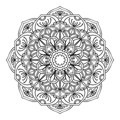 Ornamental round floral pattern. Ornament with vintage elements Mandala. Illustration on transparent background