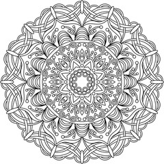 Circular pattern in the form of a mandala. Henna tatoo mandala. Mehndi style. Decorative pattern in oriental style. Coloring book page.